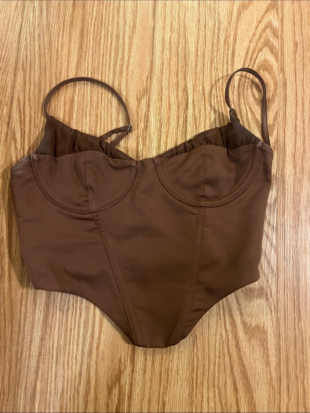 White Fox Brown Bustier Crop Top XS